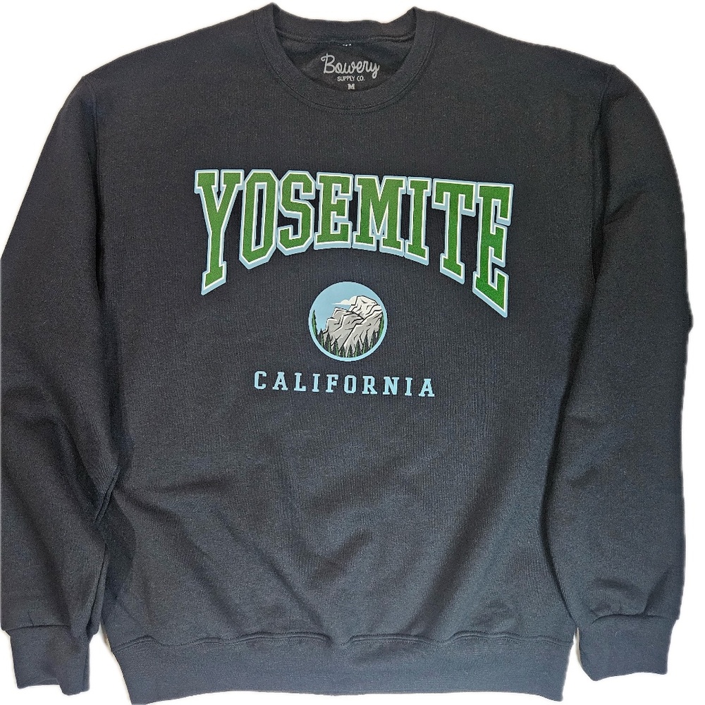 Yosemite California Sweatshirt Mens Medium Black Pullover Bowery Supply‎ Co NEW